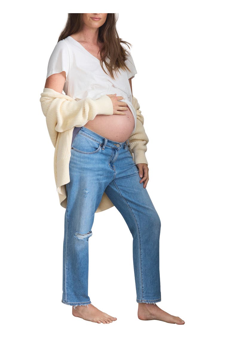 The Boyfriend Maternity Jean, Alternate, color, Destroyed Light Wash
