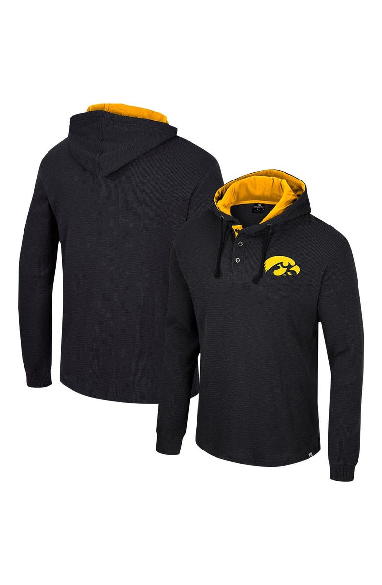 COLOSSEUM Men's Colosseum Black Iowa Hawkeyes Affirmative Thermal Hoodie Long Sleeve T-Shirt, Main, color, Black