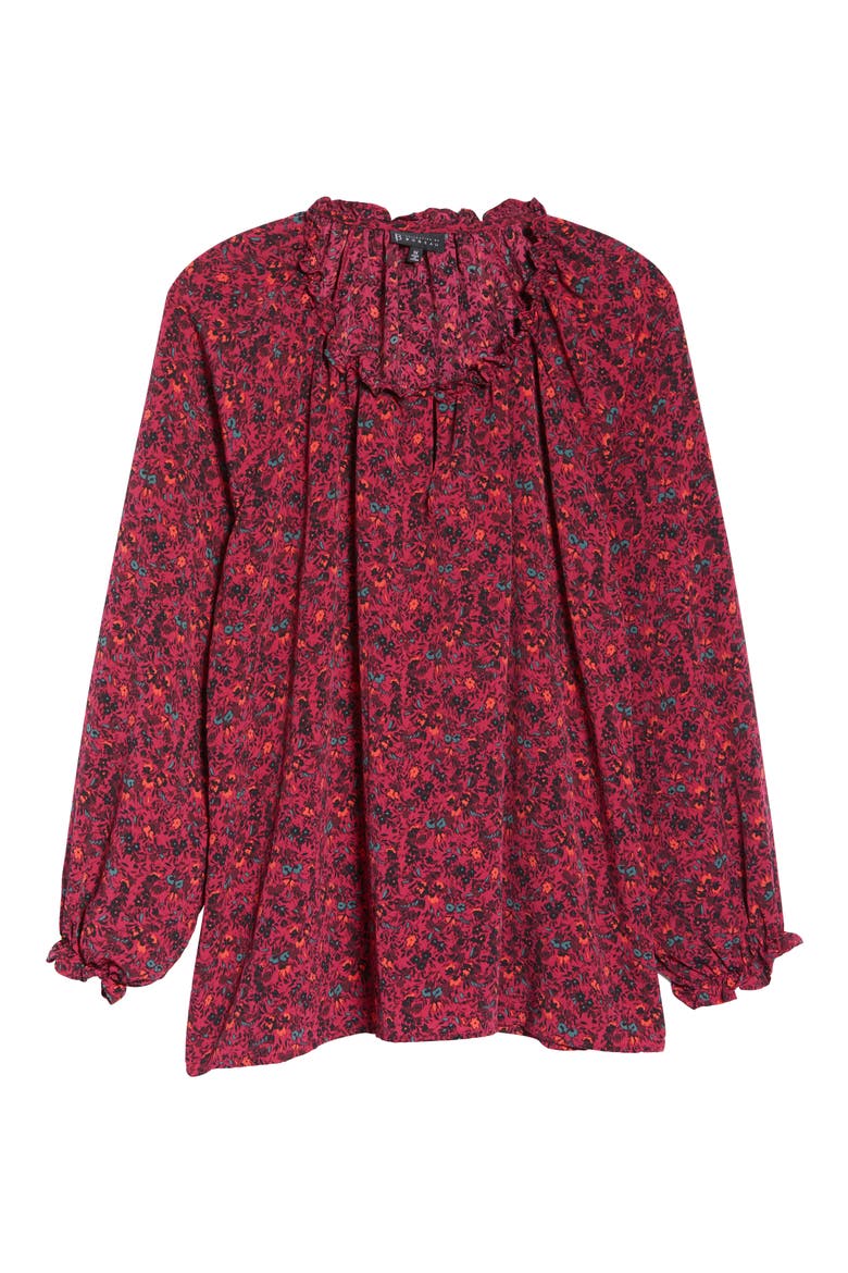 Regina Ruffle Neck Blouse, Alternate, color, DEEP BERRY DITSY