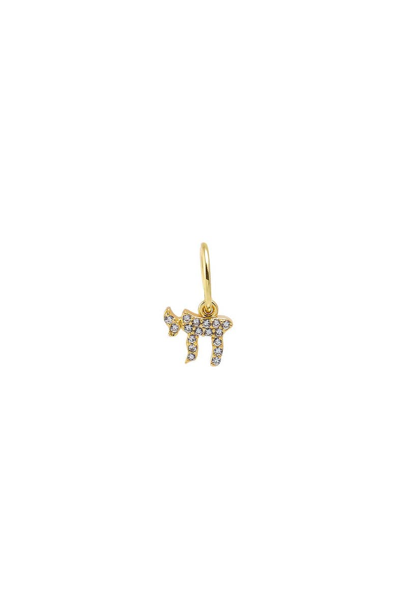 BY ADINA EDEN Mini Pave Chai Necklace Charm, Main, color, Gold