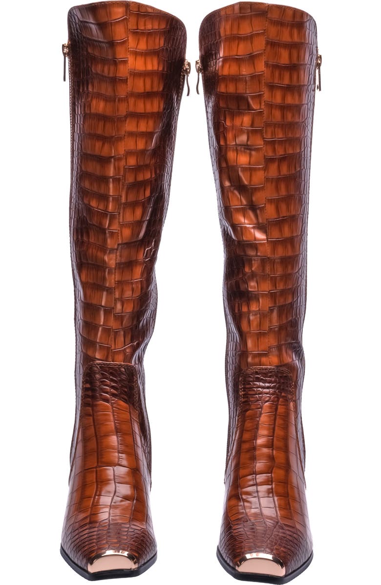 NINETY UNION London Croc Embossed Knee High Boot, Alternate, color, Brown