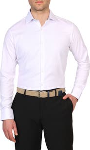 TailorByrd Trim Fit Textured Check Non-Iron Stretch Dress Shirt