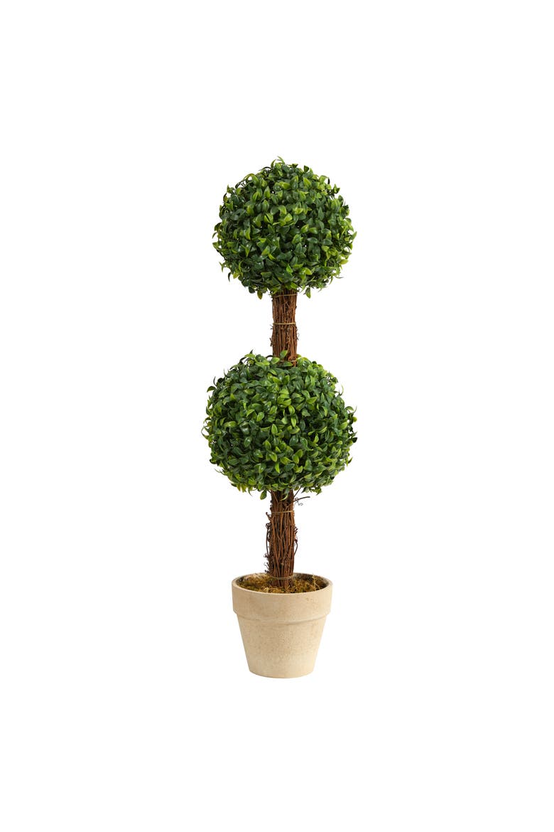 28-in Boxwood Double Ball Topiary Artificial Tree, Main, color, Green