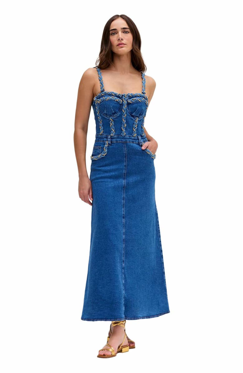 PatBO Braided Denim Midi Dress, Main, color,