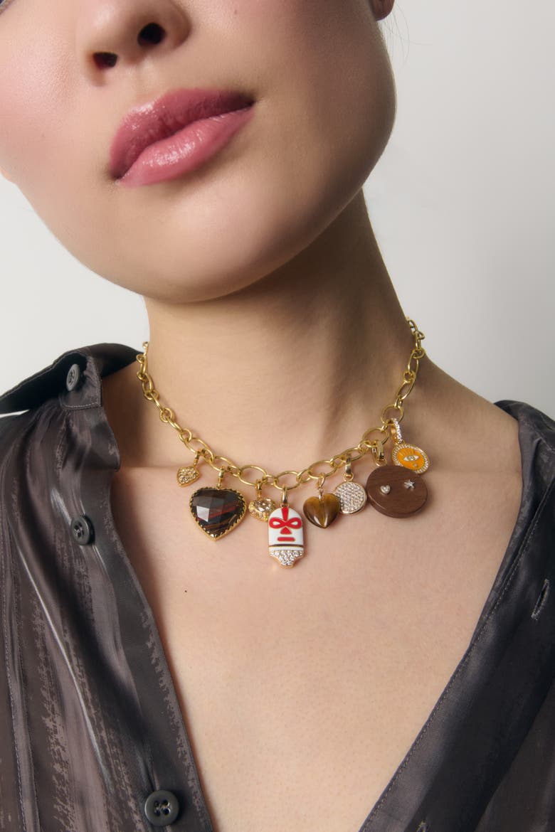 Tiger's Eye Mini Split Heart Charm, Alternate, color, Tiger's Eye