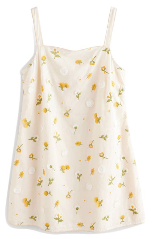 Next Floral Embroidered Cotton Minidress In Neutral