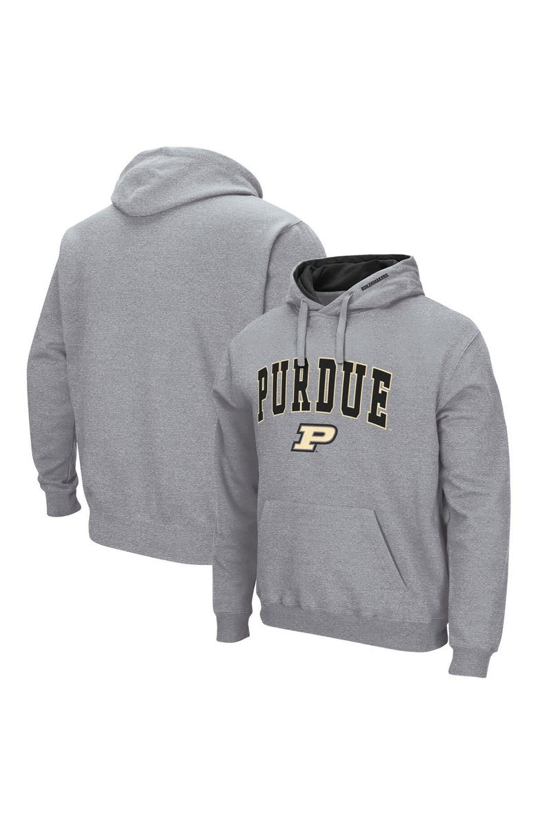 COLOSSEUM Men's Colosseum Heather Gray Purdue Boilermakers Arch & Logo 3.0 Pullover Hoodie, Alternate, color, Heather Gray