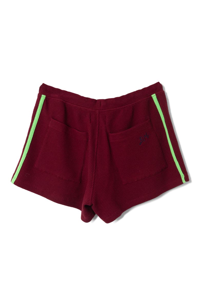 Rylee Tie Waist Waffle Stitch Shorts, Alternate, color, BURGUNDY