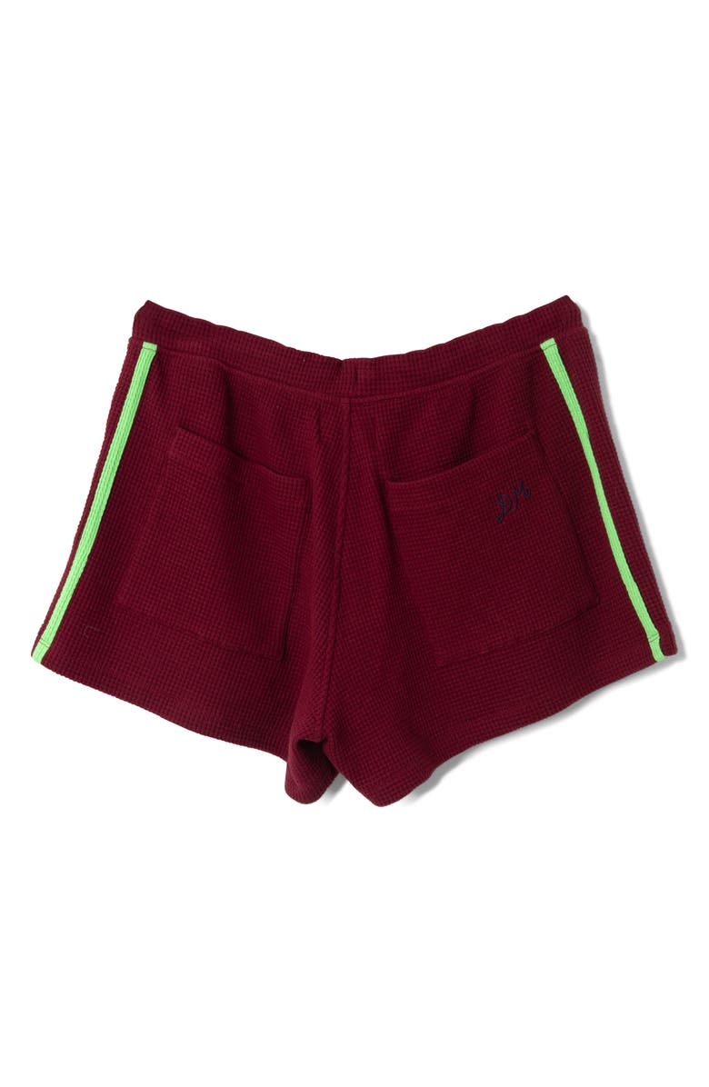Damson Madder Rylee Tie Waist Waffle Stitch Shorts, Alternate, color, Burgundy