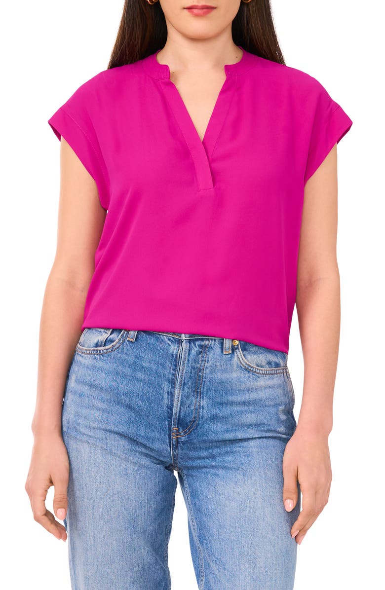 Vince Camuto Split Neck Top, Main, color, Allure