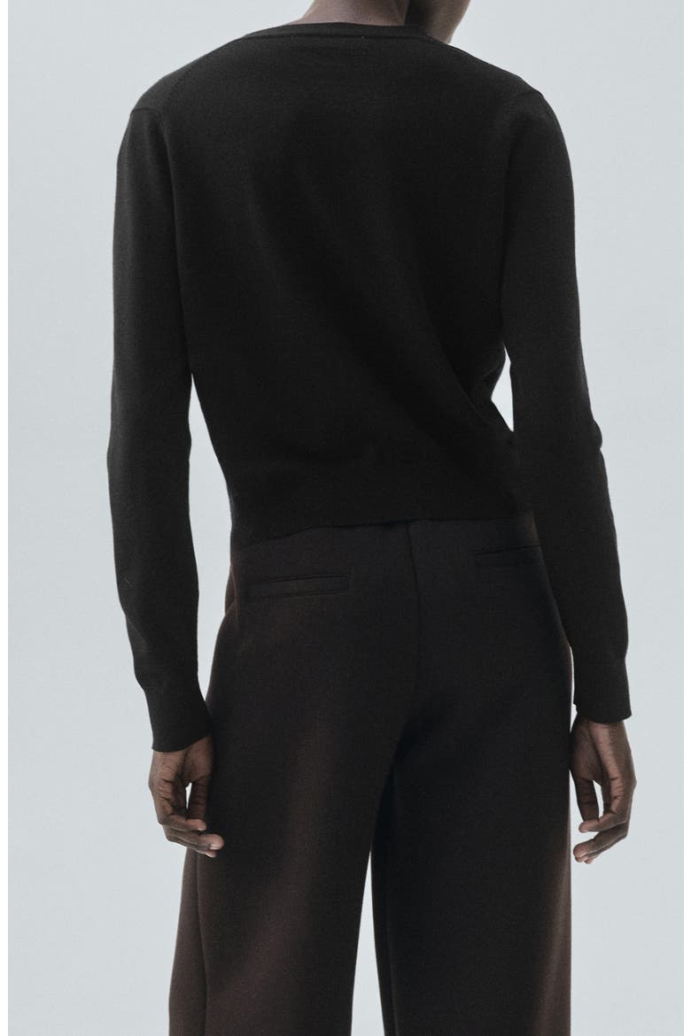 Selection V-Neck Wool Cardigan, Alternate, color, BLACK