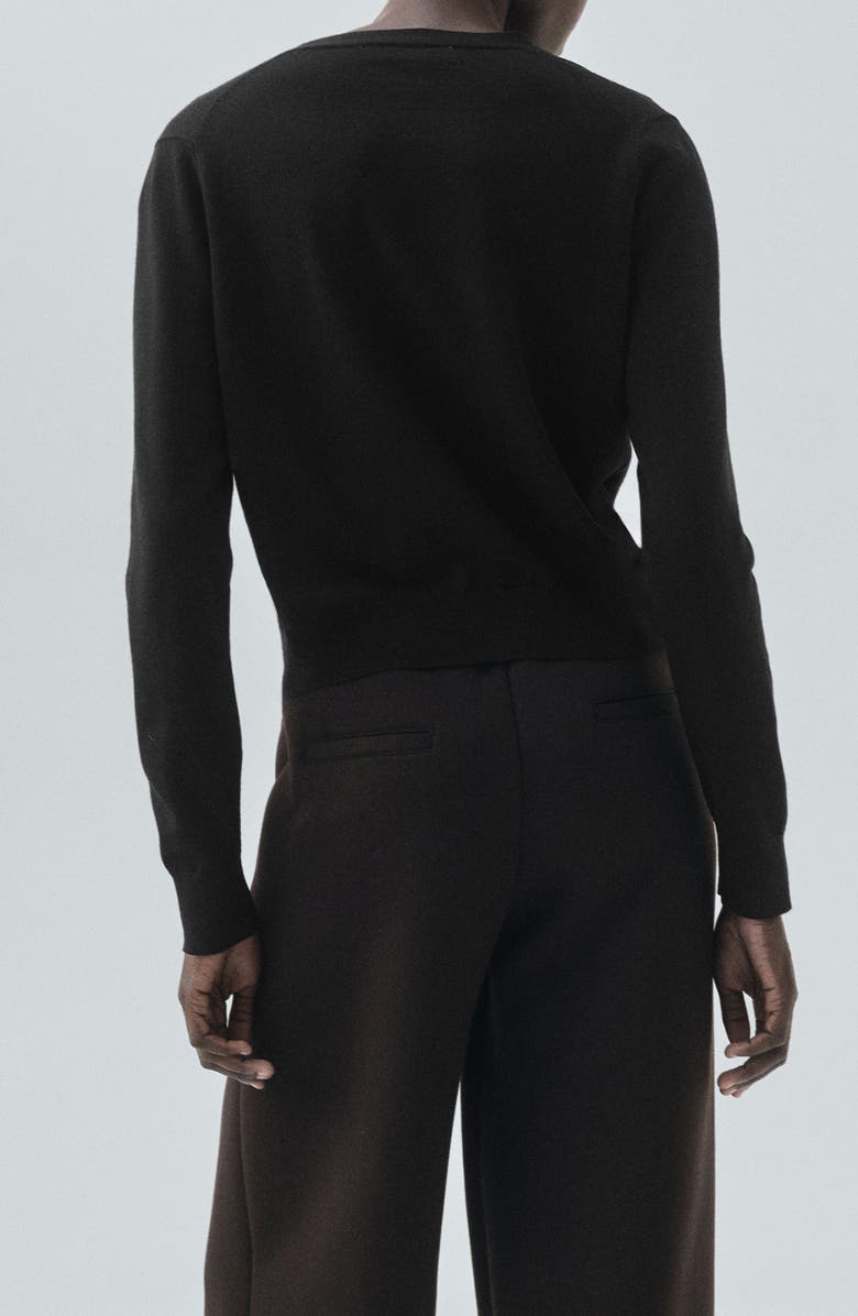 MANGO Selection V-Neck Wool Cardigan, Alternate, color, Black