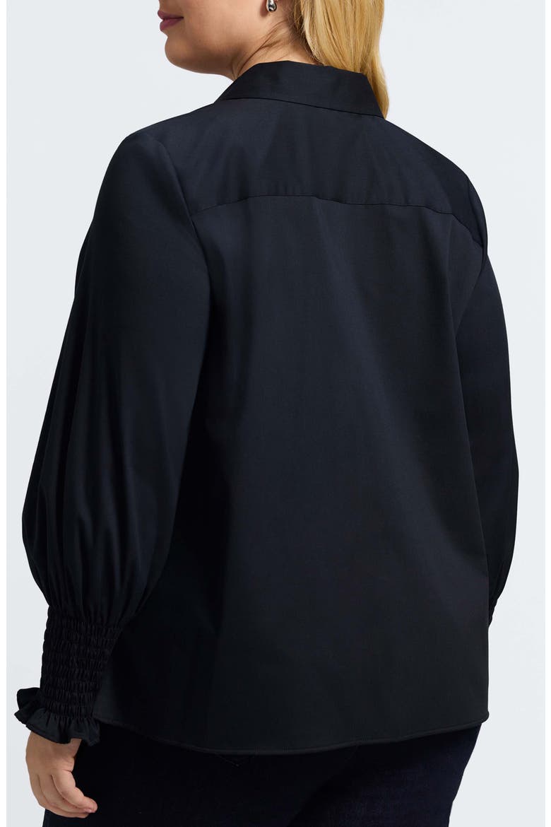 Avril Matte Sateen Button-Up Shirt, Alternate, color, BLACK