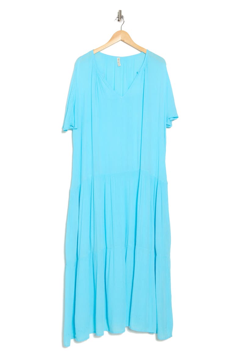 Short Sleeve Maxi Dress, Alternate, color, AQUA