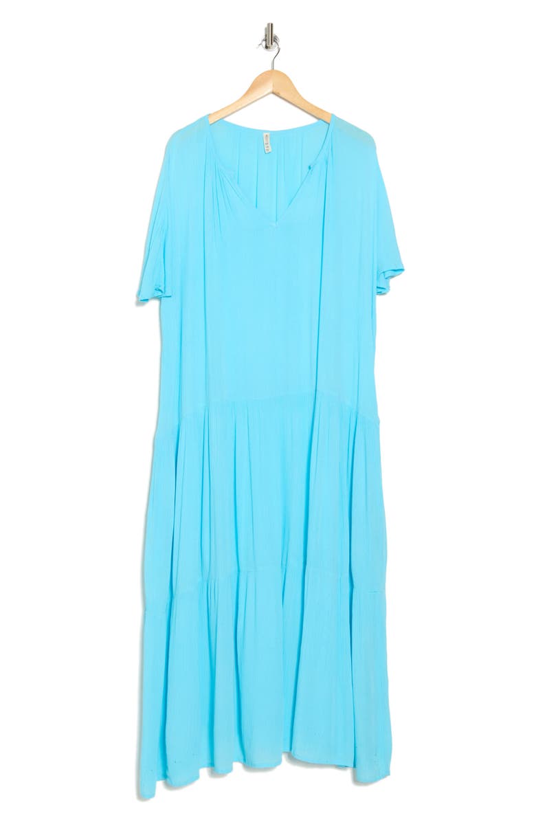 BOHO ME Short Sleeve Maxi Dress, Alternate, color, Aqua