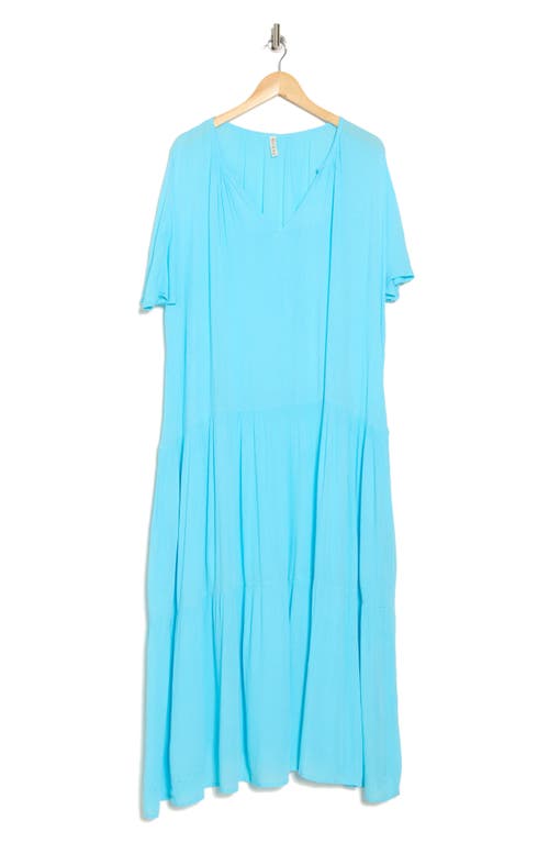 Boho Me Short Sleeve Maxi Dress In Aqua