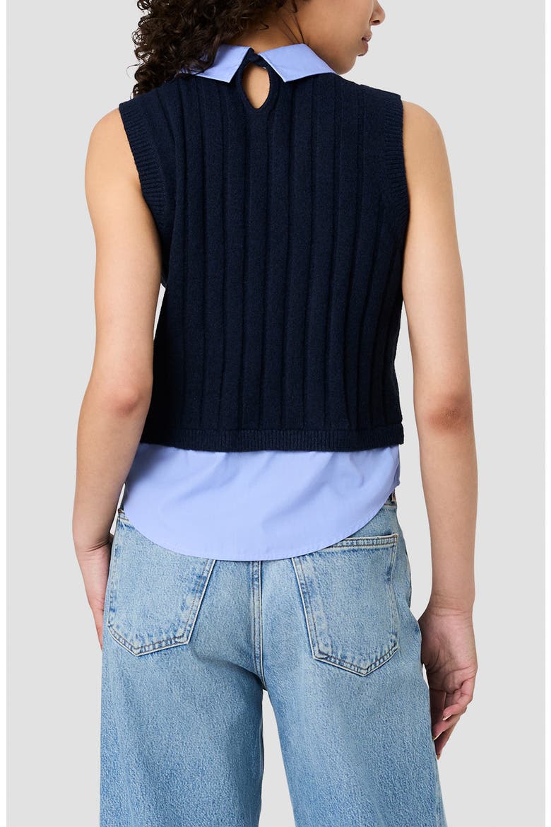 Aleyna Ribbed Sweater Vest, Alternate, color, ALEYNA KNIT W/ COMBO POPLIN