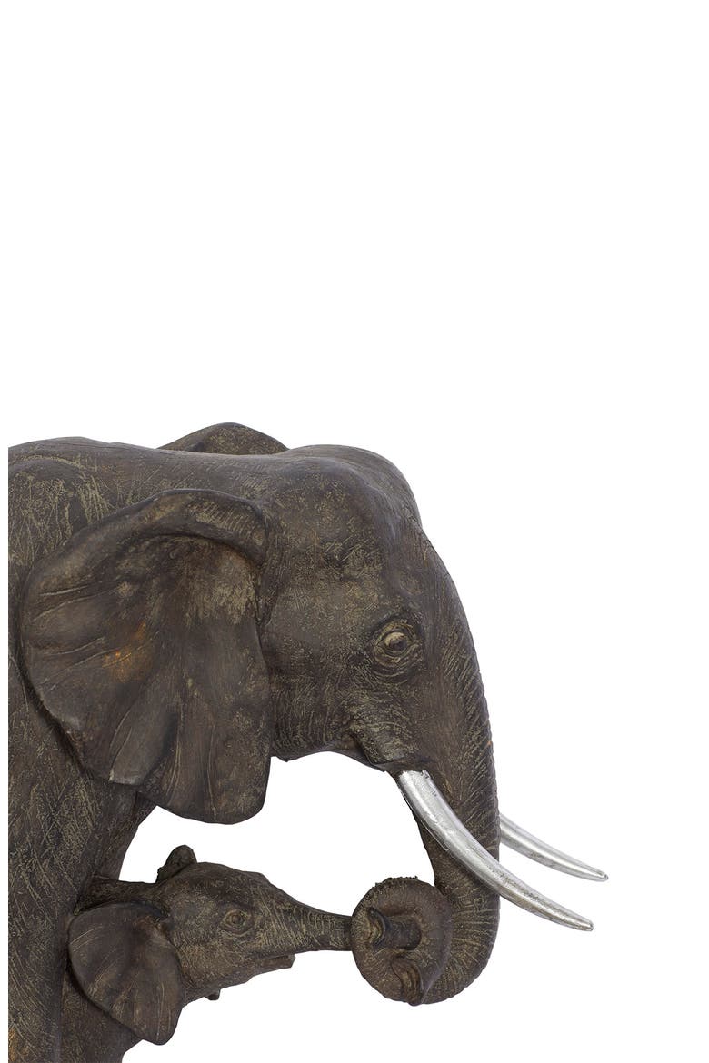 Gray Polystone Eclectic Elephant Sculpture, Alternate, color, GREY