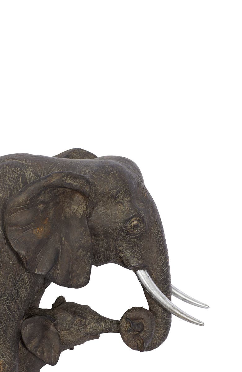 WILLOW ROW Gray Polystone Eclectic Elephant Sculpture, Alternate, color, Grey