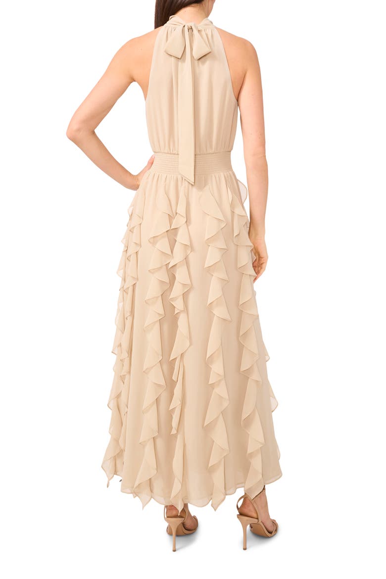 Flounce Cascading Sleeveless Maxi Dress, Alternate, color, CHAMPAGNE