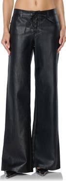 AFRM Lace Up Low Rise Flare Faux Leather Pants