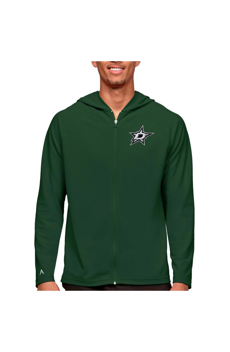 ANTIGUA Men's Antigua Green Dallas Stars Logo Legacy Full-Zip Hoodie, Main, color, 