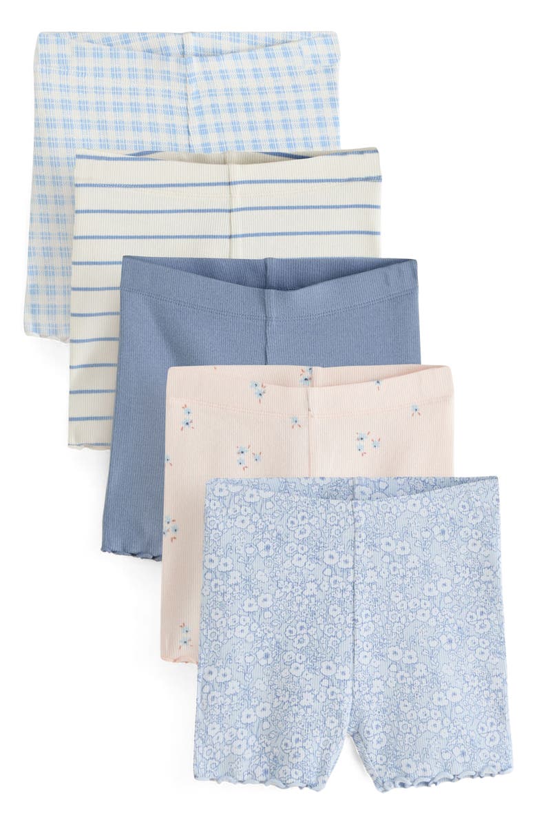 NEXT Kids' Assorted 5-Pack Rib Bike Shorts, Main, color, 