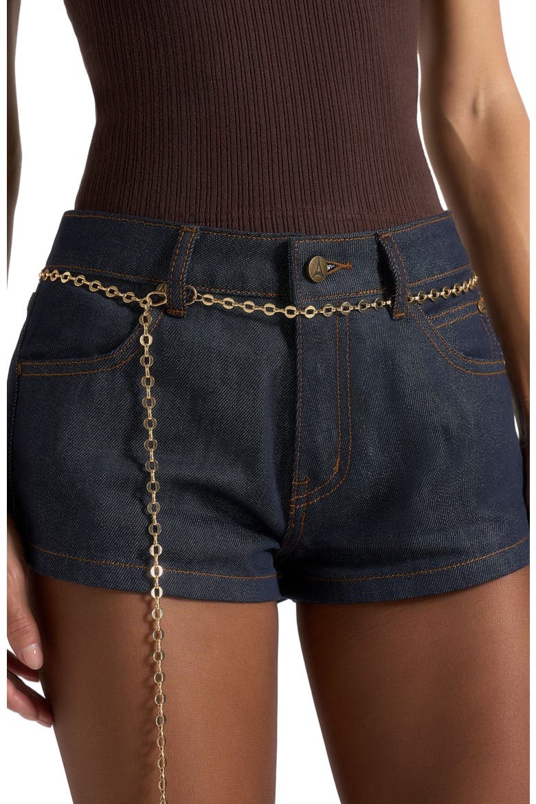 Elina Denim Mini Shorts With Chain, Alternate, color, Indigo