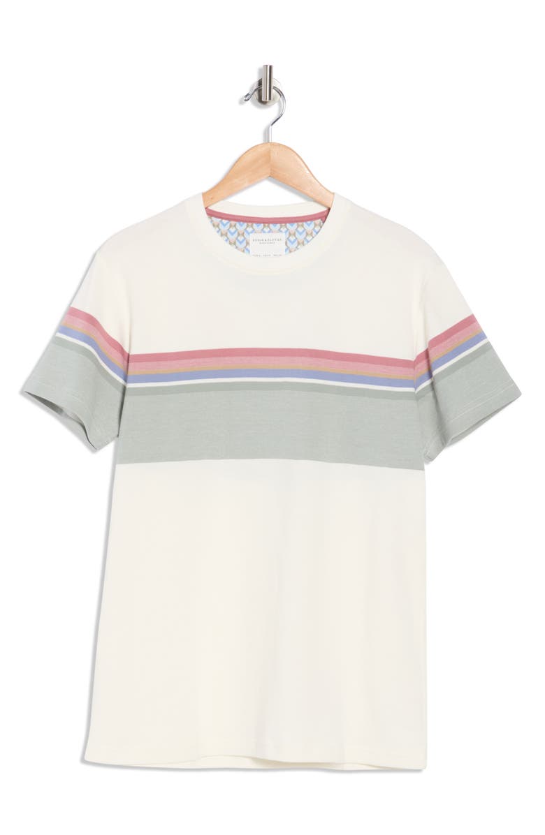 DENIM AND FLOWER Stripe Crewneck T-Shirt, Main, color, Off White
