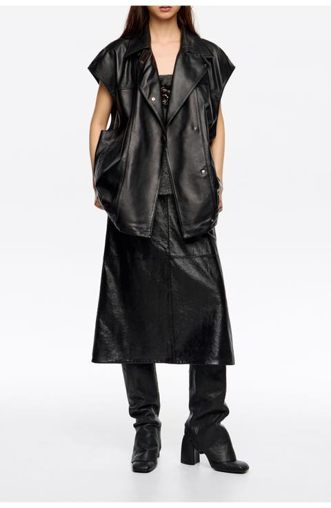 Leather Double-Breasted Vest