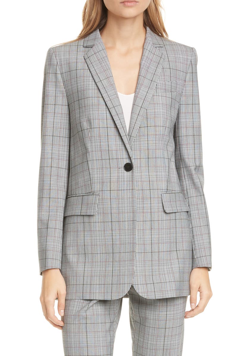 Judith & Charles Pixel Windowpane Plaid One-Button Blazer, Main, color,