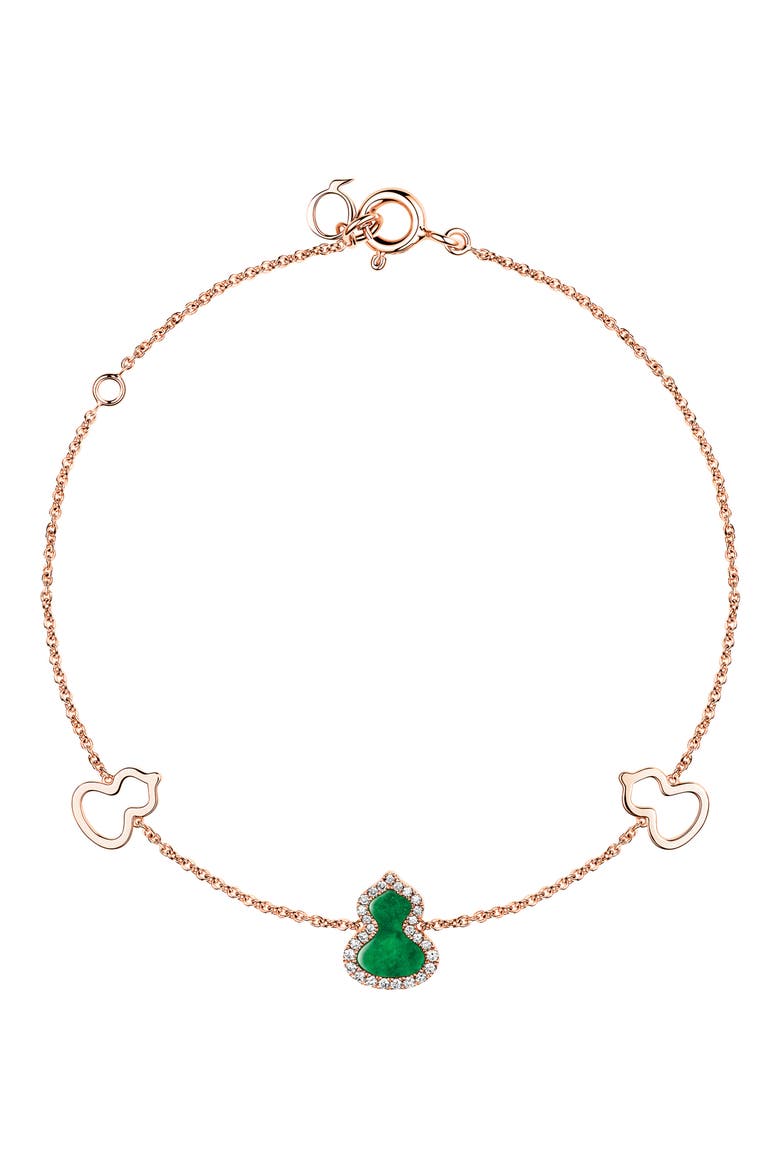 Wulu Jade & Diamond Station Bracelet, Main, color, ROSE GOLD