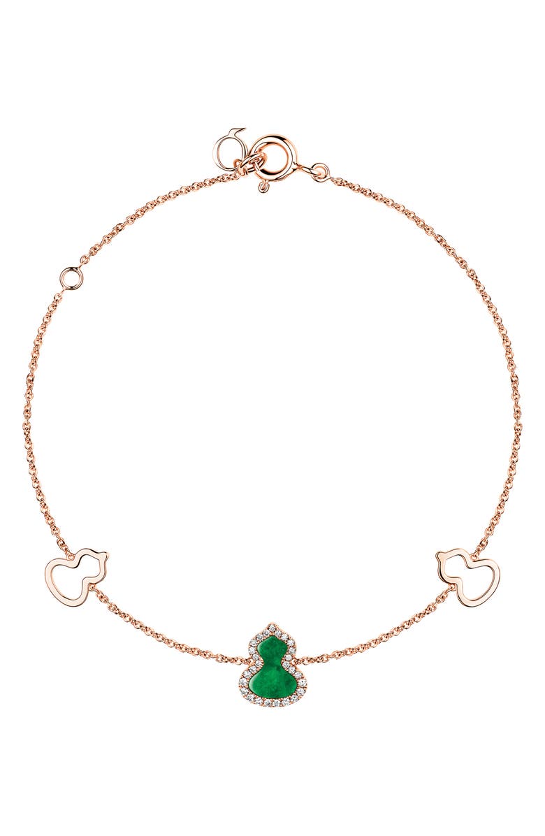 Qeelin Wulu Jade & Diamond Station Bracelet, Main, color, 