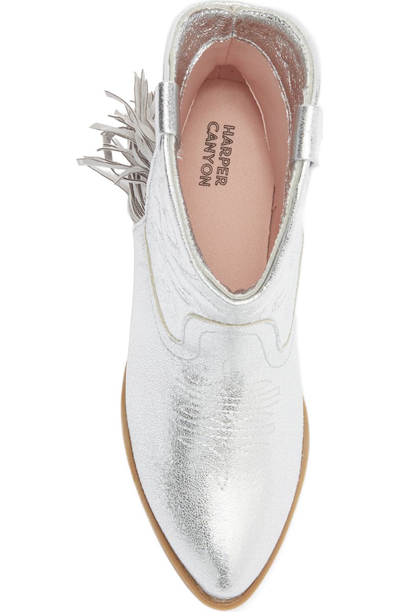 Harper Canyon Kids' Carolynne Fringe Western Boot, Alternate, color, Silver Crinkle