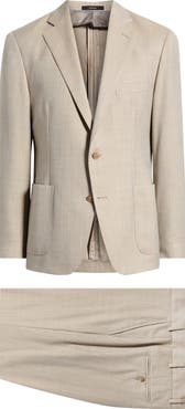 Vince Icon Relaxed Fit Tan Slub Wool & Linen Blend Suit