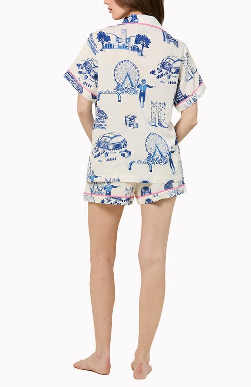 Katie Kime Dallas Toile Shorts Set In Blue