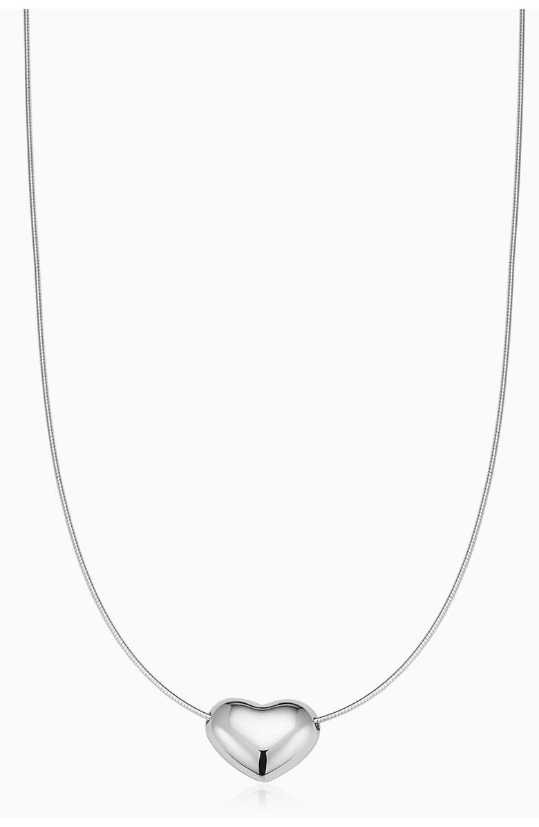 Oradina Sterling Silver Adore Me Heart Necklace, Main, color, Silver