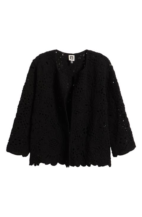 Openwork Floral Cotton Cardigan