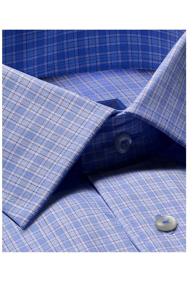 Trim Fit Grid Check Cotton Dress Shirt, Alternate, color, BLUE