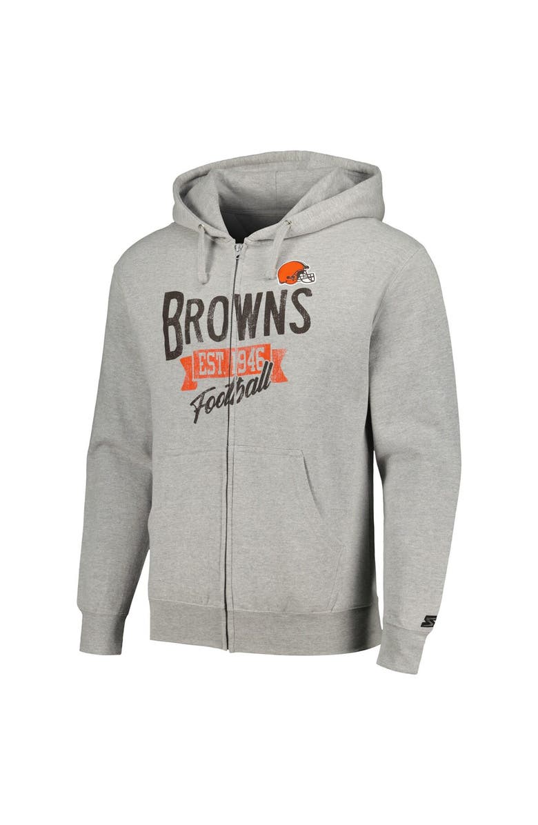 STARTER Men's Starter Heather Gray Cleveland Browns Domestic Post Season Full-Zip Hoodie, Alternate, color, 