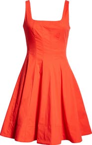 STAUD Wells Stretch Poplin Fit & Flare Dress