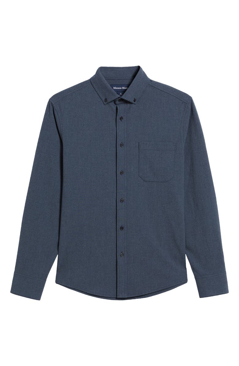 Mizzen+Main City Flannel Trim Fit Button-Down Shirt, Alternate, color, Navy Heather