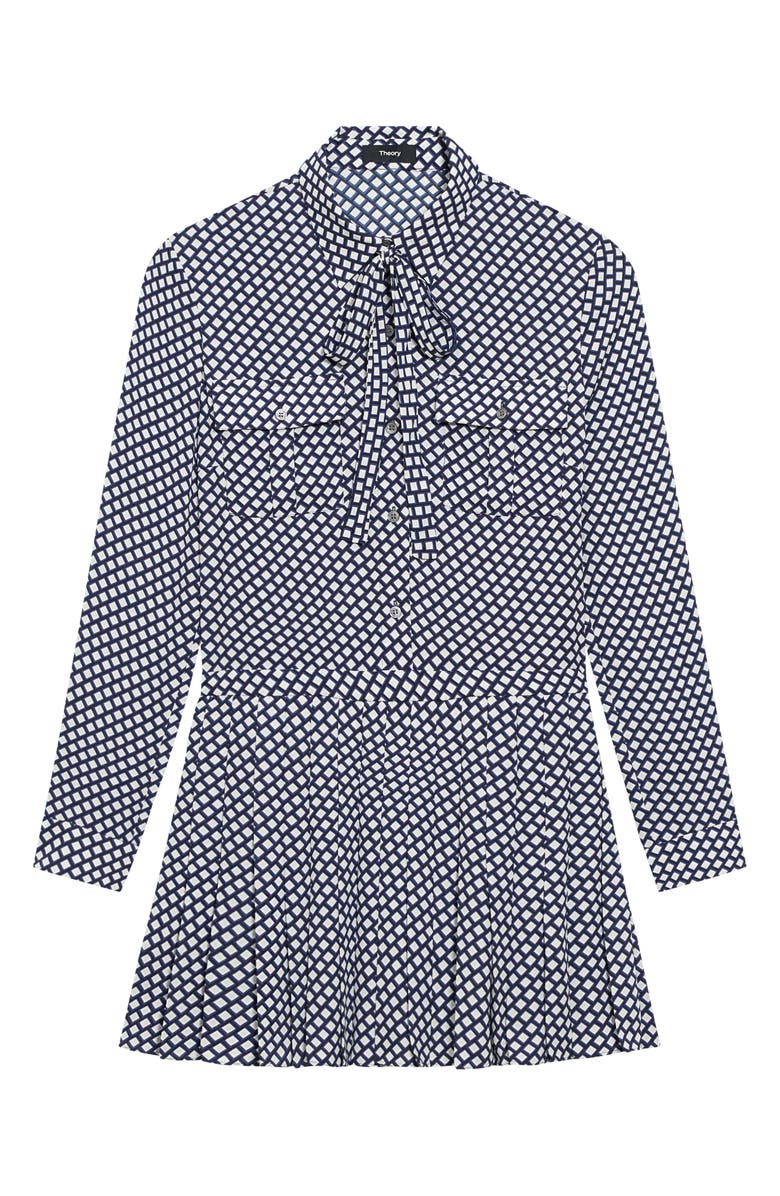 Theory Tie Neck Long Sleeve Mini Shirtdress, Alternate, color, 