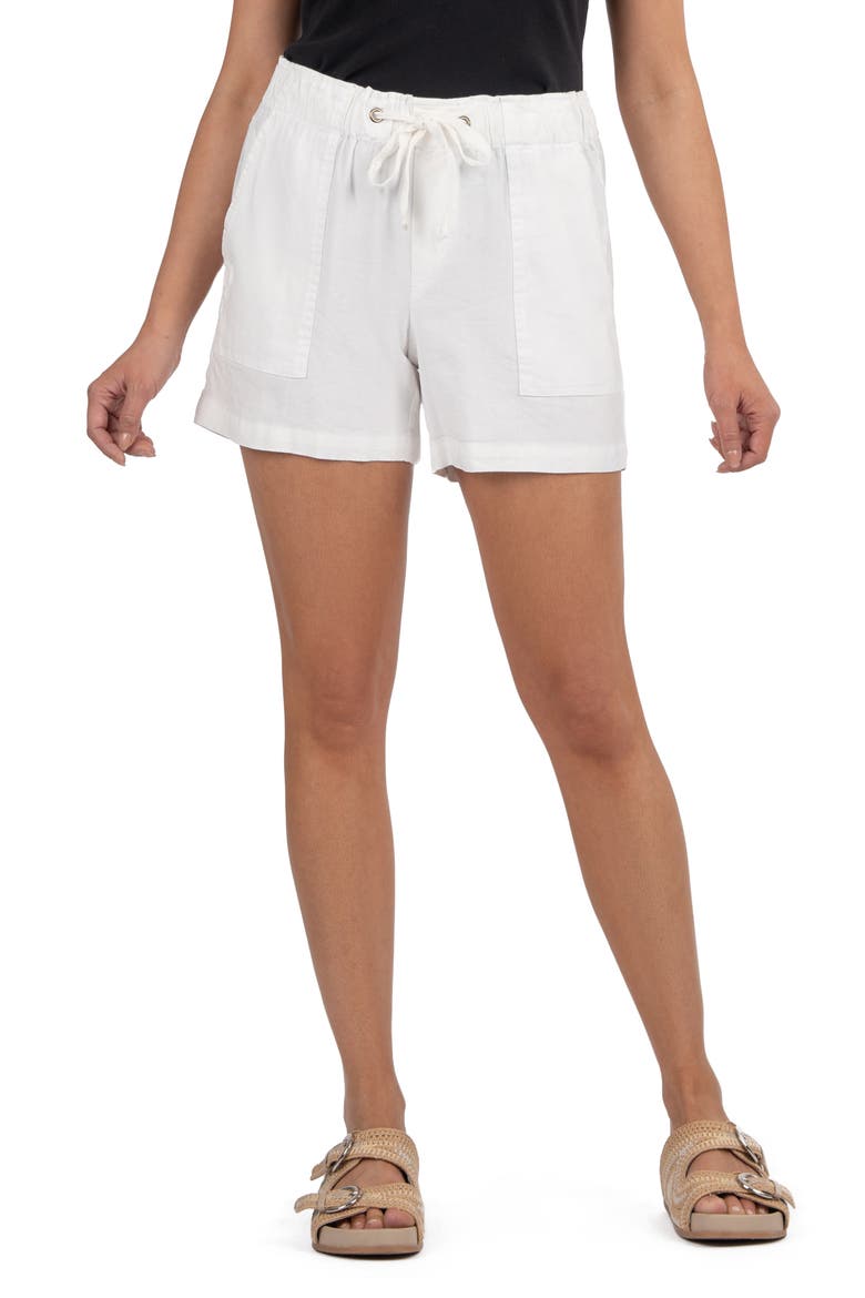 Katana Drawstring Linen Blend Shorts, Main, color, WHITE JM
