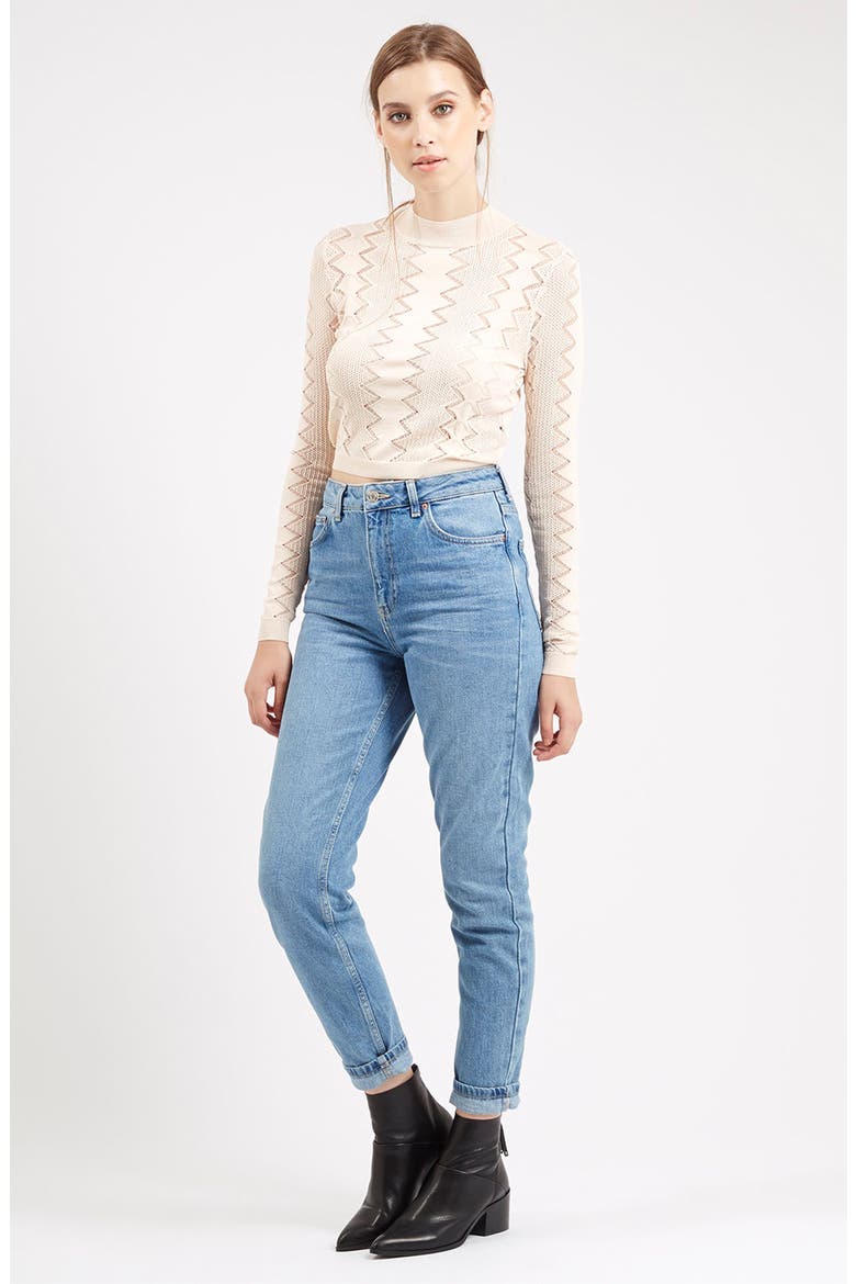 High Waist Light Denim Mom Jeans, Alternate, color, LIGHT DENIM