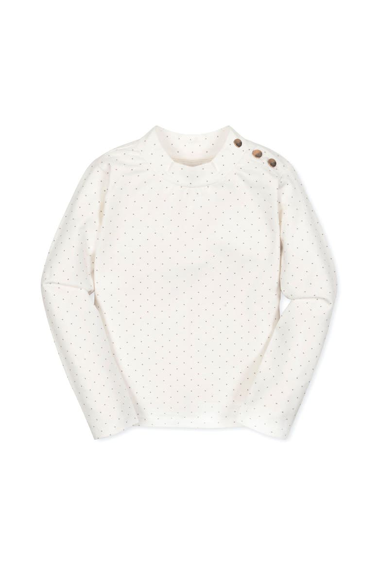 Kids' Organic Long Sleeve Mock Neck Knit Top, Main, color, Soft White Pindot
