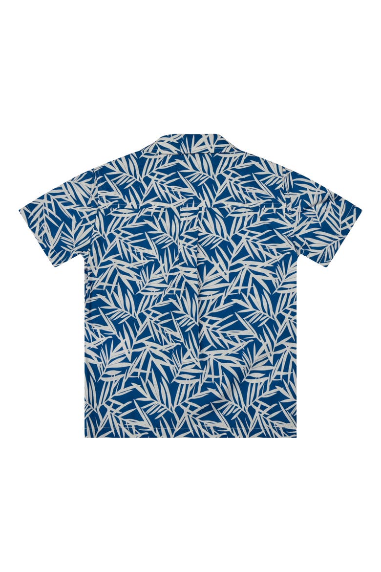 Kids' Leaf Print Camp Shirt, Alternate, color, BLU BLUE