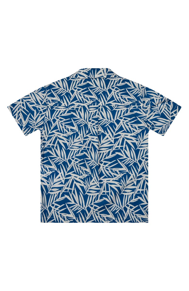 Brooks Brothers Kids' Leaf Print Camp Shirt, Alternate, color, Blu Blue