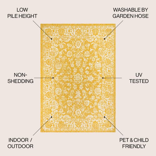 Jonathan Y Tela Bohemian Textured Weave Floral Indoor/outdoor Area Rug In Yellow/cream