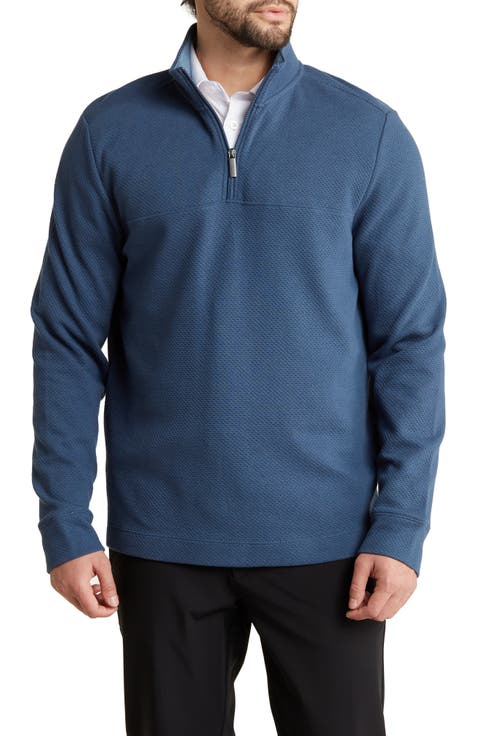Long Sleeve Textured Mesh Quarter Zip Jacket